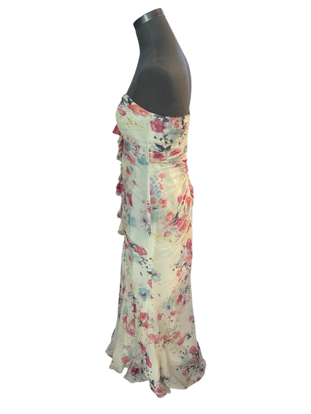 Jill Stuart 2012 Silk Floral Ruffle Gown Size 8 Fits 4/6 MSRP $448 - Picture 6 of 16